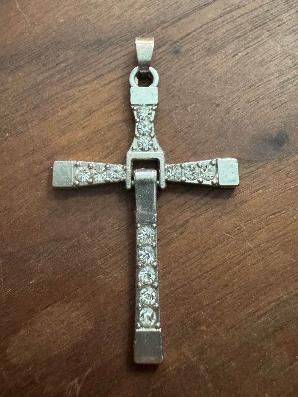Silvertoned Folding Cross Crystal Pendant *READ*